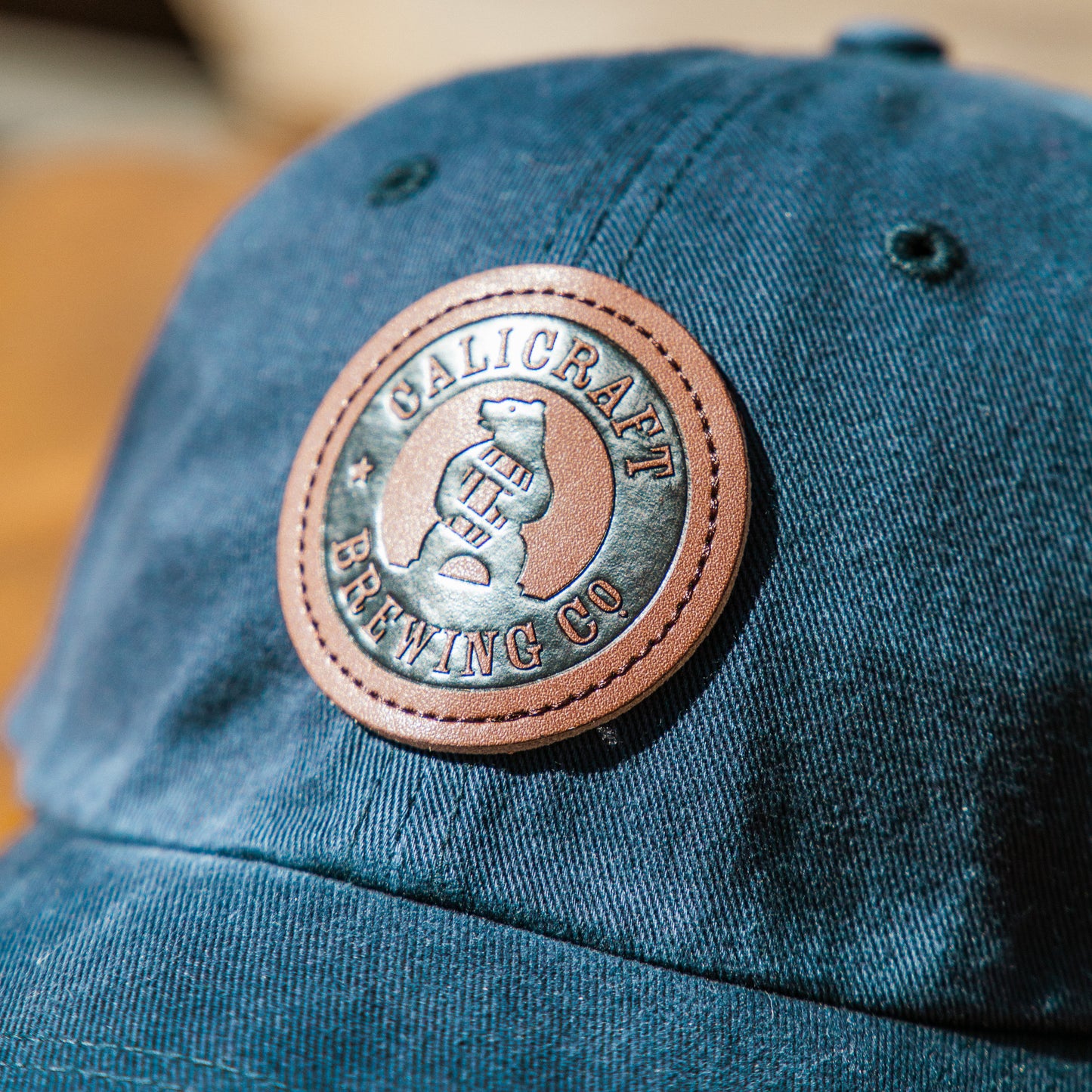 Leather Patch Hat - Blue